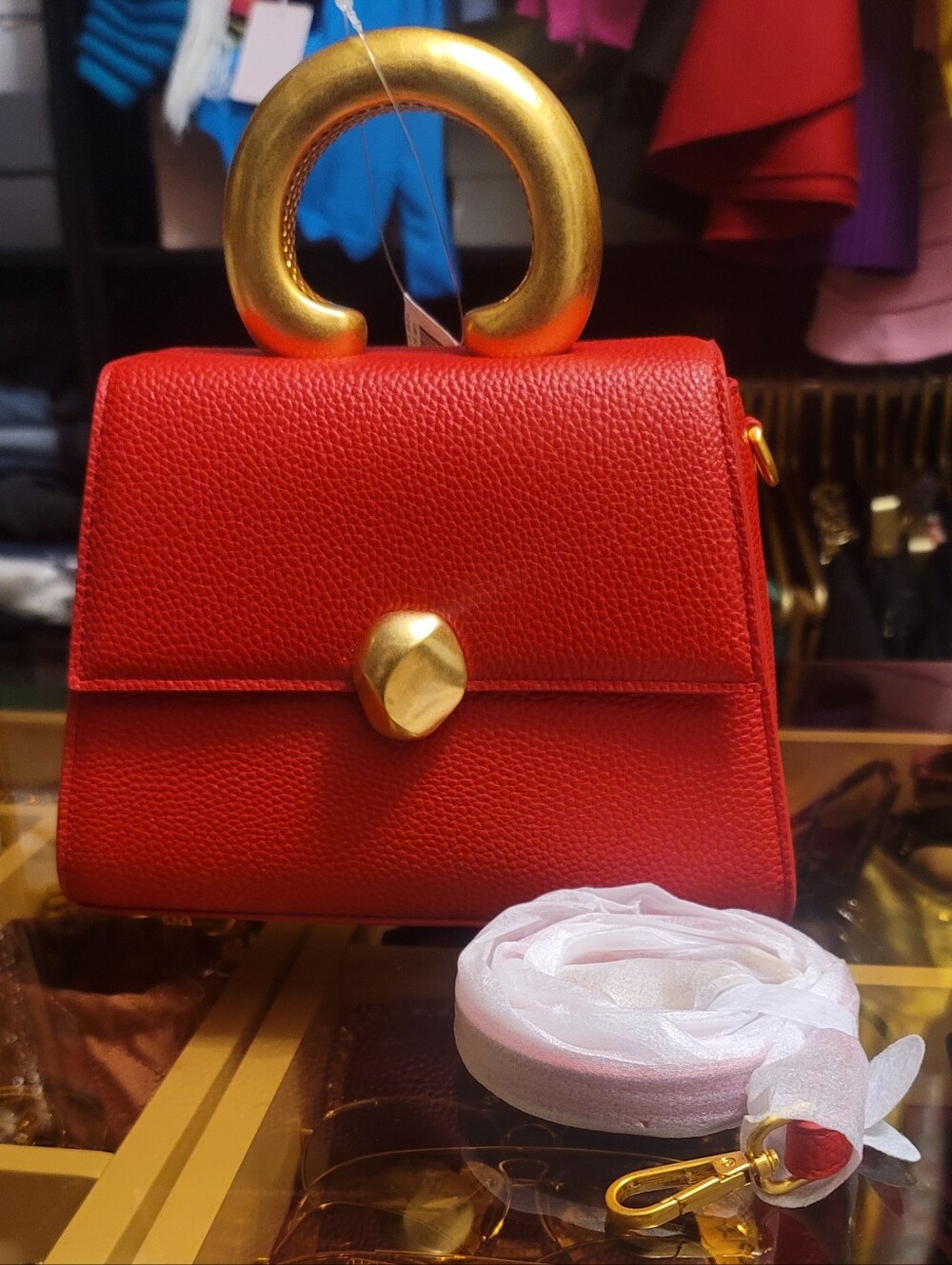 Khoi XILA Top-Handle Bag with Gold Hardware - Ruby - Picture 4 of 8